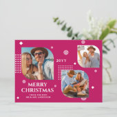 Frohe Weihnachten Mr. & Mrs. 3 Foto Collage Modern (Stehend Vorderseite)