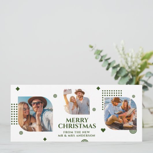 Frohe Weihnachten Mr. & Mrs. 3 Foto Collage Modern (Stehend Vorderseite)