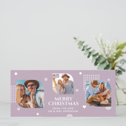 Frohe Weihnachten Mr. & Mrs. 3 Foto Collage Modern (Stehend Vorderseite)