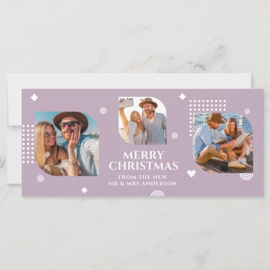 Frohe Weihnachten Mr. & Mrs. 3 Foto Collage Modern (Vorderseite)