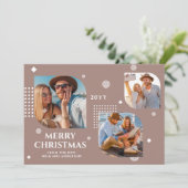 Frohe Weihnachten Mr. & Mrs. 3 Foto Collage Modern (Stehend Vorderseite)