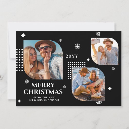 Frohe Weihnachten Mr. & Mrs. 3 Foto Collage Modern (Vorderseite)