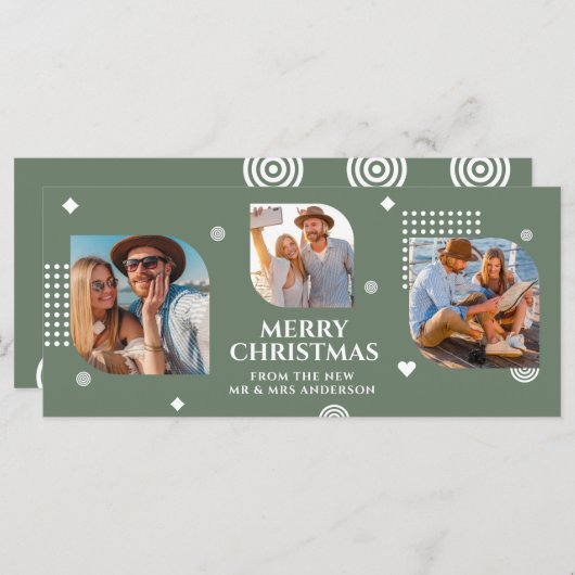 Frohe Weihnachten Mr. & Mrs. 3 Foto Collage Modern (Vorne/Hinten)