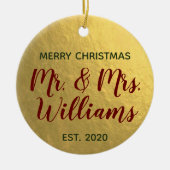 Frohe Weihnachten Mr. & Mrs. Keramik Ornament (Vorne)