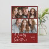 Frohe Weihnachten Multi drei Foto Design Red (Stehend Vorderseite)