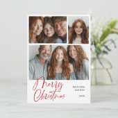 Frohe Weihnachten Multi drei Foto Design Red (Stehend Vorderseite)