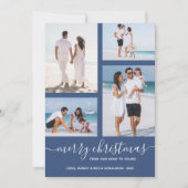 Frohe Weihnachten Multi Foto Blue Holiday Card (Vorderseite)