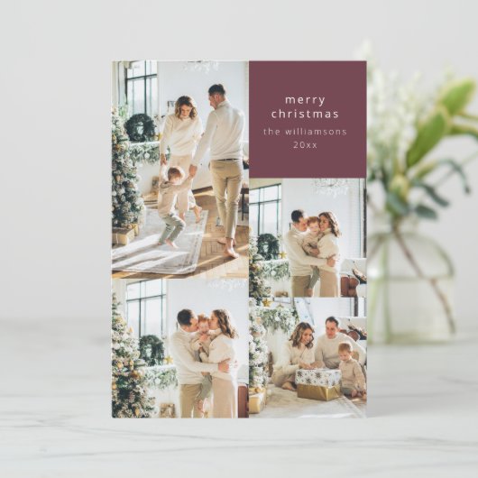 Frohe Weihnachten Multi-Foto-Collage-Nachricht Rot (Stehend Vorderseite)