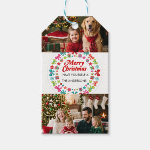 Frohe Weihnachten Multi-Foto-Familien-Geschenkanhä Geschenkanhänger