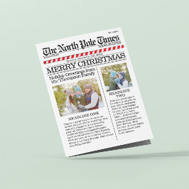 Frohe Weihnachten Multi Foto Fun North Pole News Dreifach Gefaltete Urlaubskarte