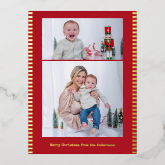 Frohe Weihnachten Multi-Foto-Gestreift Folien Feiertagspostkarte