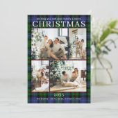 Frohe Weihnachten Multi Foto Grün Kariert (Stehend Vorderseite)