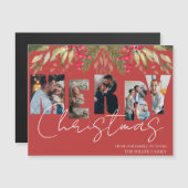 Frohe Weihnachten Multi Foto Red Holiday Card Magnetkarte (Vorne/Hinten)