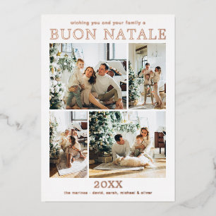 Frohe Weihnachten Multi Foto Roségold  Folien Feiertagskarte