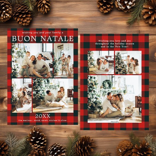 Frohe Weihnachten Multi Foto Roter Buffalo Karo