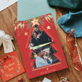 Frohe Weihnachten Multi Foto Tree Red Holiday Card
