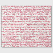 Frohe Weihnachten Multi Language Moderne Typografi Geschenkpapier (Flach)