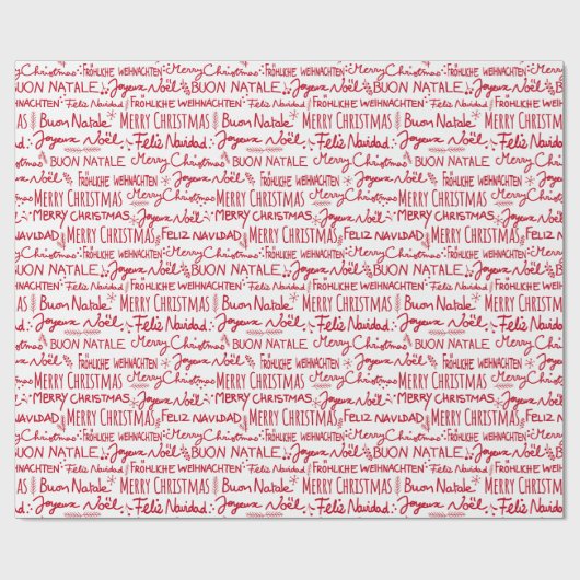 Frohe Weihnachten Multi Language Moderne Typografi Geschenkpapier (Flach)