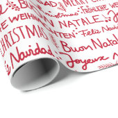 Frohe Weihnachten Multi Language Moderne Typografi Geschenkpapier (Rolleneckpunkt)