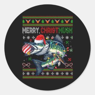 Frohe Weihnachten Musky Weihnachtsmann Musky Xmas Runder Aufkleber