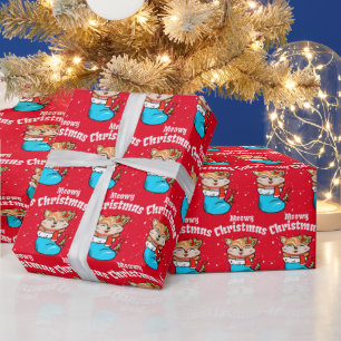 Frohe Weihnachten Muster Lustige Katze Weihnachtsv Geschenkpapier