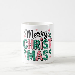 Frohe Weihnachten Muster-Schriftzug Holly Xmas Kaffeetasse