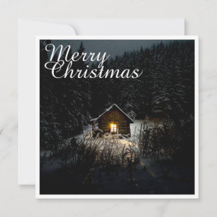 Frohe Weihnachten Mystische Hütte Tiefer Wald