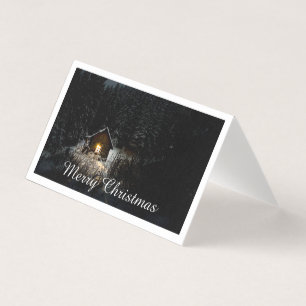 Frohe Weihnachten Mystische Hütte Tiefer Wald