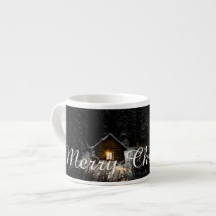 Frohe Weihnachten Mystische Hütte Tiefer Wald Espressotasse