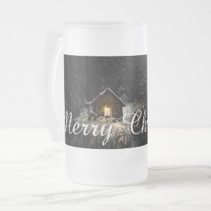 Frohe Weihnachten Mystische Hütte Tiefer Wald Mattglas Bierglas