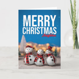 Frohe Weihnachten Nachbarschaft Niedliche Schneemä
