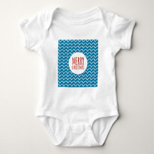 Frohe Weihnachten Nahtlose Muster blaue Textur Baby Strampler
