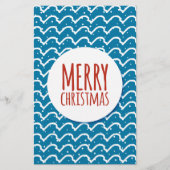 Frohe Weihnachten Nahtlose Muster blaue Textur Briefpapier (Vorderseite)