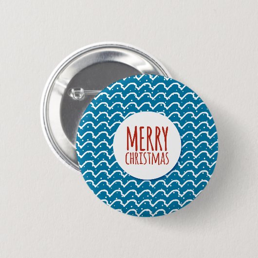 Frohe Weihnachten Nahtlose Muster blaue Textur Button (Vorne & Hinten)