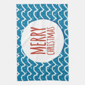 Frohe Weihnachten Nahtlose Muster blaue Textur Geschirrtuch (Vertikal)