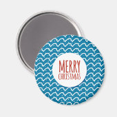 Frohe Weihnachten Nahtlose Muster blaue Textur Magnet (Vorderseite/Rückseite)