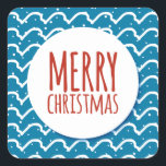 Frohe Weihnachten Nahtlose Muster blaue Textur Quadratischer Aufkleber<br><div class="desc">Frohe Weihnachten Nahtlose Muster blaue Textur</div>