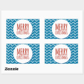 Frohe Weihnachten Nahtlose Muster blaue Textur Rechteckiger Aufkleber (Blatt)