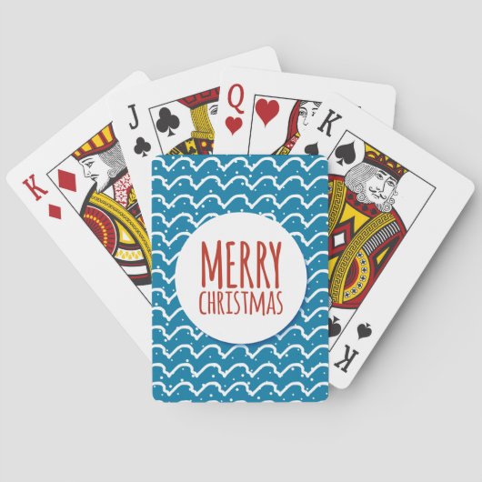 Frohe Weihnachten Nahtlose Muster blaue Textur Spielkarten (Rückseite)