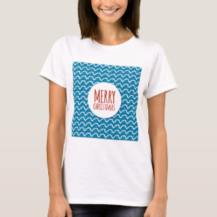 Frohe Weihnachten Nahtlose Muster blaue Textur T-Shirt