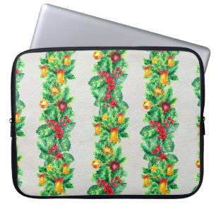 Frohe Weihnachten nahtlose Muster mit Garland. Wa Laptopschutzhülle
