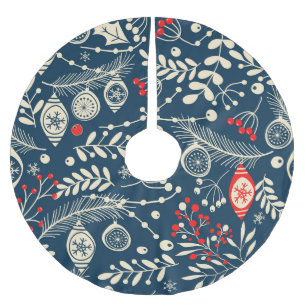 Frohe Weihnachten: Nahtloser Winter Vintag Polyester Weihnachtsbaumdecke