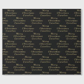 Frohe Weihnachten Name Black Gold Simple Modern Geschenkpapier (Flach)