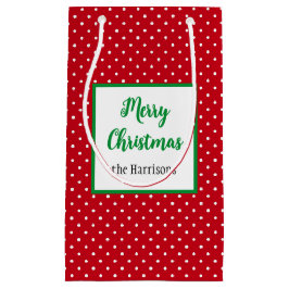 Frohe Weihnachten, Name, Rote & Weiße Schweizer Pu Kleine Geschenktüte