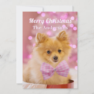 Frohe Weihnachten & Name, Süßer Hund oder Ihr Foto Einladung