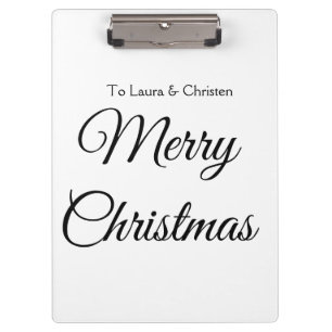Frohe Weihnachten Name Text personalisiertes Famil Klemmbrett