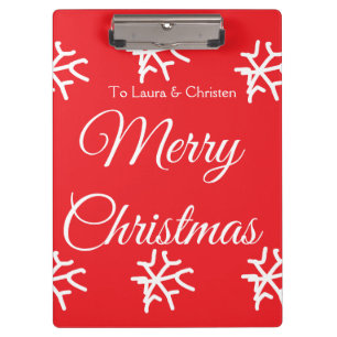 Frohe Weihnachten Name Text personalisiertes Famil Klemmbrett