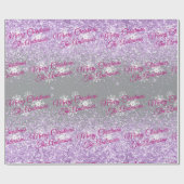 Frohe Weihnachten, Namen, Fuchsia & Gray, Glitzer Geschenkpapier (Flach)