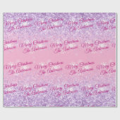 Frohe Weihnachten, Namen, Fuchsia-Script, Glitzer Geschenkpapier (Flach)