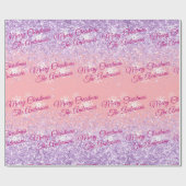 Frohe Weihnachten, Namen, Fuchsia-Script, Glitzer Geschenkpapier (Flach)